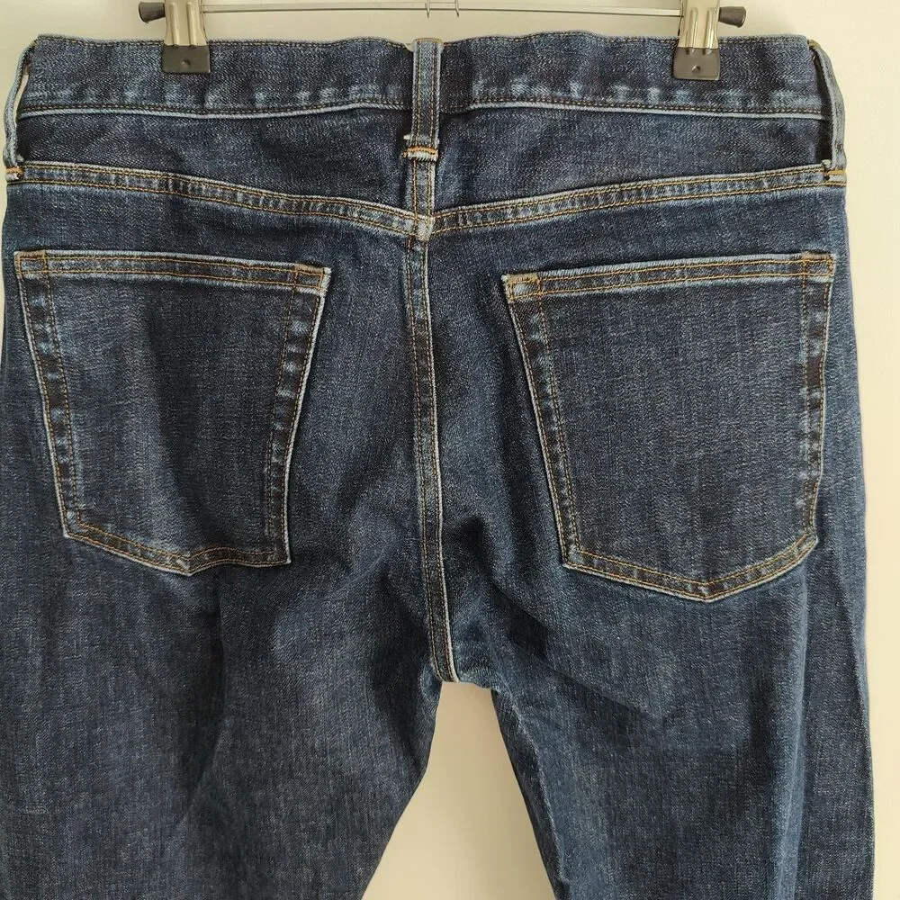 J. Crew Jeans Mens 32x33 Blue 770 Selvedge Button Fly Slim Straight Dark Wash